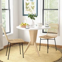 HOMCOM Set 2 Scaune pentru Bucătărie și Living, Stil Boho, din Ratan PE și Oțel, 45x57x83 cm, Galben(m-10)