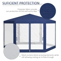Outsunny 4m Hexagon Gazebo Party Tent, Screen House Patio Canopy Event Shelter for Activities, Shade Resistant, Blue(m-14)
