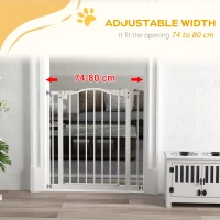 PawHut Pressure Fit Dog Stair Gate No Drilling Safety Gate Auto Close for Doorways, Hallways, 74-80cm Adjustable, 78cm Tall, White(m-18)