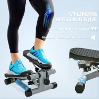 SPORTNOW Mini stepper de fitness machine de step bandes de résistance, écran LCD et pédales antidérapantes 41x30,5x18,5cm gris(m-7)