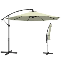 Outsunny 3m Overhanging Cantilever Parasol, with Cross Base - Beige(m-14)