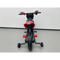 AIYAPLAY Motocicletă Electrică Copii 12V cu 2 Roți Ajutătoare Detașabile, 2 Motoare, Suspensie Spate, Muzică, 3 km/h, 3-6 Ani, Roșu(m-3)