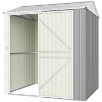 Outsunny Casetta da Giardino Alta in Acciaio da 3.51m² con Prese d'Aria e Porta Bloccabile, 209x177x236 cm, Argento(m-10)