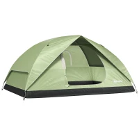 Outsunny Tenda da Campeggio per 3 Persone Impermeabile con Tasche, Gancio per Lanterna e Borsa di Trasporto, Verde(m-1)