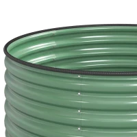 Outsunny Galvanised Raised Garden Bed with Safety Edging, Outdoor Raised Planter Box with Gloves, 120 x 120 x 43cm, Light Green(m-13)