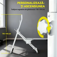 SPORTNOW Stepper Vertical Climber pliabil cu mânere reglabile, pedale antiderapante și monitor LCD, alb(m-4)