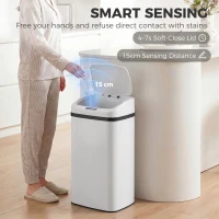 HOMCOM 48L Stainless Steel Sensor Bin - White(m-4)