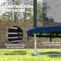 SPORTNOW Trampoline pour enfant trampolines de jardin avec filet de sécurité structure en acier Ø 183 x 200 cm bleu(m-7)