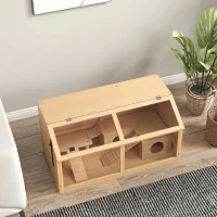 PawHut Cusca din Lemn pentru Hamsteri, Finisaj Lemn Natur(m-7)