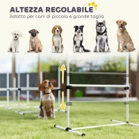 PawHut Set di 4 Ostacoli Agility Dog per Addestramento Cani ad Altezza Regolabile con Borsa da Trasporto Inclusa, 99x65x94cm, Bianco(m-4)