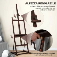 HOMCOM Cavalletto da Pittore Regolabile in Legno di Faggio con Vano Contenitore, 53x50.5x171-230cm(m-4)