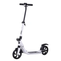 HOMCOM Trottinette pliable pour adultes adolescents à partir 14 ans hauteur guidon réglable double système d'absorption des chocs roues PU alu dim. 94 x 38 x 95-105 cm blanc(m-11)