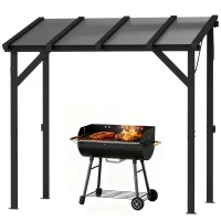 Outsunny Grillpavillon 2,44 x 1,48 m Gartenpavillon mit Pultdach, Gartenlauben mit UV-Schutz 50+ Dunkelgrau(m-11)