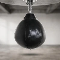 HOMCOM Speed Bag montabilă pe perete pentru box și MMA, cu înălțime reglabilă și suport, din oțel și PU, 79x72x20 cm, neagră(m-9)