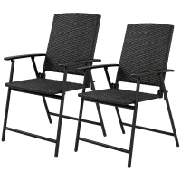 Outsunny Set of Two Folding Rattan Seat Chairs - Black(m-15)