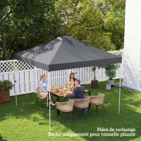Outsunny Toile de Rechange pour Tonnelle 3 x 3 m UV50+ Imperméable avec 8 Trous de Drainage 3 x 3 m, Gris Foncé(m-9)