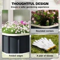 Outsunny Galvanised Raised Garden Bed, 5 x 2 x 1 ft Metal Planter with Gloves and Folded Edging, Dark Grey(m-4)
