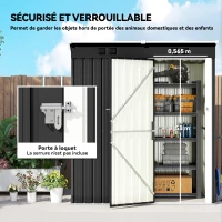 Outsunny Abri de Jardin en Métal Adossable 2 Grilles d'Aération Toit Incliné Anti-UV 163x90x179cm Gris Anthracite(m-7)