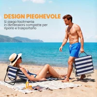 Outsunny Set 2 Sdraio da Spiaggia Pieghevoli e Regolabili con Tasca, in Acciaio e Poliestere, 142x51x40 cm, Multicolore(m-5)