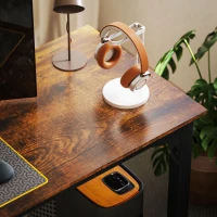 HOMCOM Schreibtisch, Computertisch, rustikales Design, viel Platz, Spanplatte, Braun(m-8)