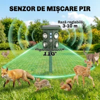 Outsunny Repelent cu Ultrasunete pentru Pisici cu Bliț Led, 15x11x13 cm, Verde(m-6)