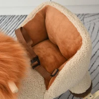 HOMCOM Caballito Balancín Infantil en Forma de León de Felpa Balancín para Bebés 18-36 Meses con Sonido Cinturón de Seguridad Manillar y Reposapiés 68x35x50 cm Marrón(m-9)