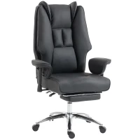 HOMCOM Executive Office Chair, Reclining Desk Chair with Footrest, Adjustable Armrests, Pet Friendly Faux Leather, Black(m-1)