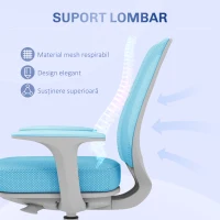 Vinsetto Scaun de Birou Ergonomic și Reclinabil Reglabil pe Înălțime, cu 5 roți, 55x48x82.5-94.5 cm, Albastru(m-6)