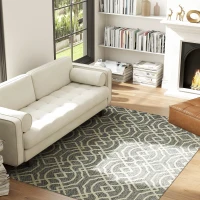 HOMCOM UV Resistant Indoor & Outdoor Area Rug, Easy-Cleaning Machine Washable Rug with Geometric Pattern for Patio, Garden, Kitchen, Bathroom or Living Room, 230 x 160 cm, Grey(m-10)