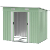 Outsunny Gerätehaus Metall 2,3 m² 207 x 130 x 182 cm Geräteschuppen mit Pultdach Fenster Bodenrahmen Grün(m-11)