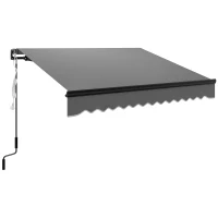 Outsunny 2.5 x 2m Electric Awning with LED Light and Remote Controller, Aluminium Frame DIY Retractable Awning, UV50+ Sun Shade Canopy for Garden Patio Deck Door Window, Dark Grey(m-1)
