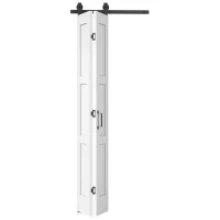 HOMCOM Porta Scorrevole Pieghevole in Legno 71.2x213.4 cm con Binario in Acciaio, Maniglia, Guida e Ruote, Bianca e Nera(m-10)