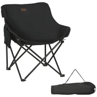 Outsunny Camping Chair, Lightweight Folding Chair with Carrying Bag and Storage Pocket, for Festivals, Fishing, Beach and Hiking, Black(m-1)