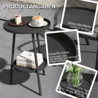 Outsunny Beistelltisch Garten Zweistufig Gartentisch mit erhöhten Kanten runder Balkontisch Ø32 x 51H cm(m-5)