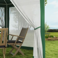 Outsunny 4m Hexagon Gazebo Party Tent, Screen House Patio Canopy Event Shelter for Activities, Shade Resistant, Green(m-18)