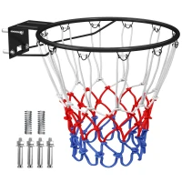 SPORTNOW Panier de Basket, Anneau Suspendu de Basket Intérieur et Extérieur, pour Mur avec Filet Résistant aux Intempéries(m-12)