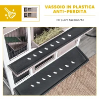 PawHut Conigliera in Legno a 2 livelli con Tetto Apribile, Mangiatoia e Vassoi Estraibili, 122x50x101 cm, Marrone(m-6)