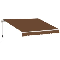 Outsunny Toldo de Pared con Brazo Articulado y Manivela Marco Resistente de Aluminio y Cubierta de Poliéster 295x245 cm Café(m-1)