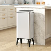 HOMCOM Cubo de Basura Cocina Automático 50L, Papelera de Cocina de Acero Inoxidable con Sensor Infrarrojo, Cierre Suave, Plata(m-10)
