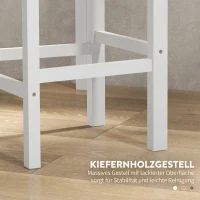 HOMCOM Barhocker 2er Set Barstuhl aus Kiefernholz mit Fußstütze, Lehne, Landhaus-Stil für Küche, Wohnzimmer, Natur(m-6)