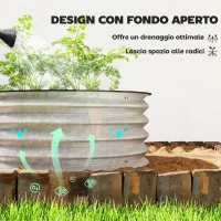 Outsunny Set di 2 Letti per Orto Rialzati in Acciaio Galvanizzato con Fondo Aperto, Ø60x30cm, Argento(m-5)