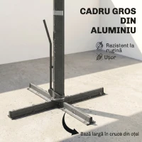 Outsunny Umbrelă Suspendată cu manivelă și bază în cruce, din poliester, aluminiu și metal, 365x297x256 cm, gri deschis(m-7)