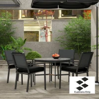 Outsunny 4-Piece Seat Cushions Pillow Replacement, Patio Chair Cushions Set with Ties for Indoor Outdoor, Black(m-10)