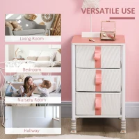 HOMCOM Bedroom Chest of Drawers, Cloth Organizer Unit with Fabric Drawers and Steel Frame, 3 Drawer Dresser, Pink(m-16)