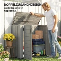 Outsunny Gartenschrank 940L Kunststoff Mülltonnenbox 142x67x119cm Geräteschuppen mit abschließbar Doppeltür Klappdeckel(m-5)