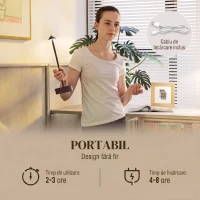HOMCOM Lampă de Masă Touch Reîncărcabilă cu USB, Reglabilă 3000K/4500K/6000K, Autonomie 4-8 Ore, Cafeniu(m-5)