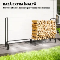 Outsunny Suport pentru Lemne de 0,6 m³, Reglabil, cu Husă Impermeabilă din PE, din Metal, 200 x 36 x 99 cm, Negru și Verde Închis(m-5)