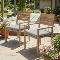 Outsunny Lot de 2 coussins de chaise de jardin, galettes de chaise 50 x 50 cm, mousse haute densité, antidérapants 50x50 cm gris(m-9)