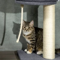 PawHut 240-270cm Floor-To-Ceiling Cat Tree, 5 Tier Cat Climbing Tower, with Bed, Hammock, Platforms, Dark Grey and Cream(m-9)