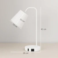 HOMCOM Set de 2 Veioze Moderne din Oțel cu Porturi USB, Soclu E27, Bec Neinclus, Alb(m-3)